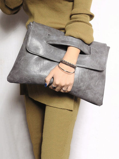 Large Capacity Commuting Magnetic Clutch Bag with Crossbody Strap