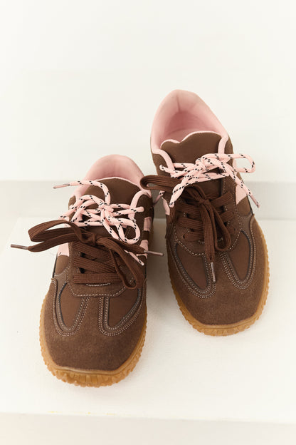 Cocoa Striped Double Lace Up Low Top Sneakers